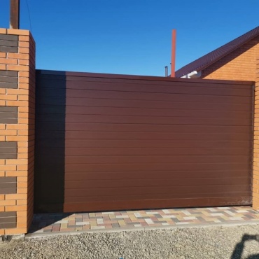 Откатные консольные ворота коричневые 3100x2100